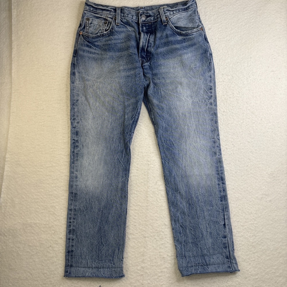 Levis 501 Selvedge Blue Tapered White Oak Cone Denim Fits 30x28 acid wash